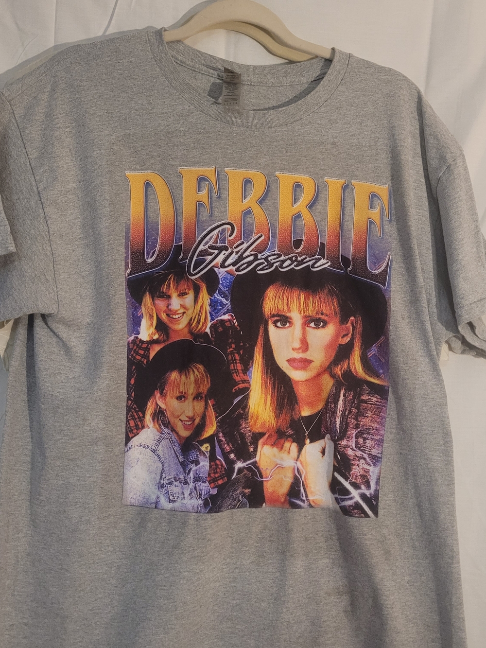 Vintage Style Debbie Gibson Graphic T-Shirt Gray Retro 80s Pop Tee Unisex